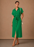Women's Belted Midi Shirt Dress | Carys_1