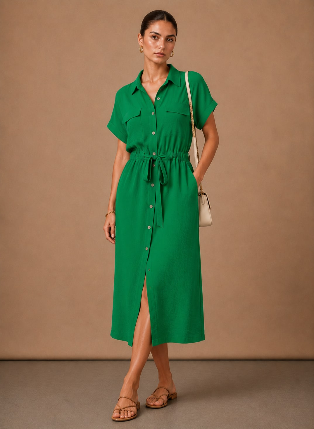 Women's Belted Midi Shirt Dress | Carys_1