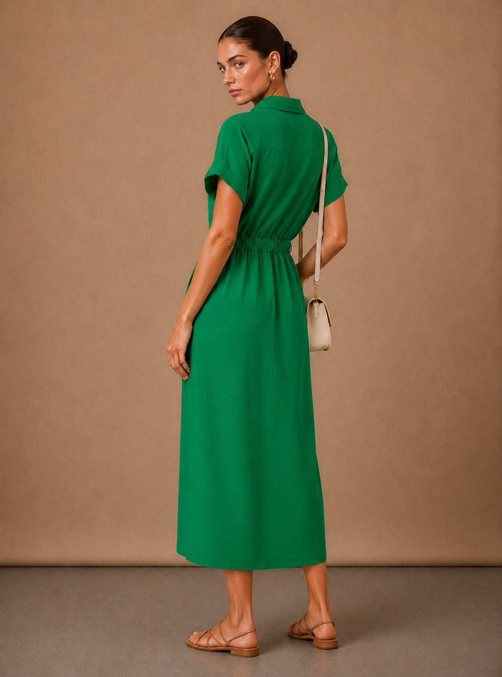 Women's Belted Midi Shirt Dress | Carys_3