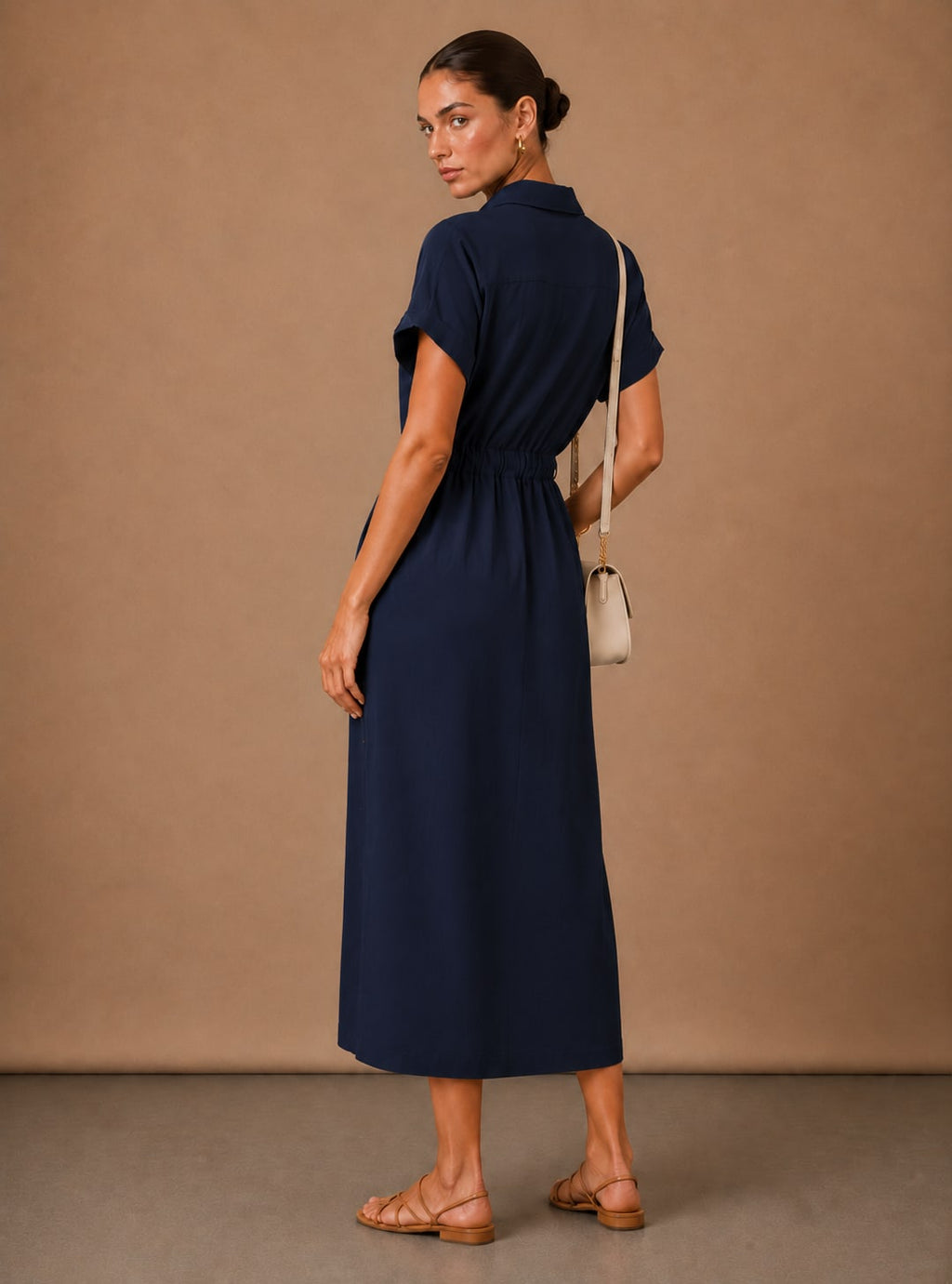 Women's Belted Midi Shirt Dress | Carys_6