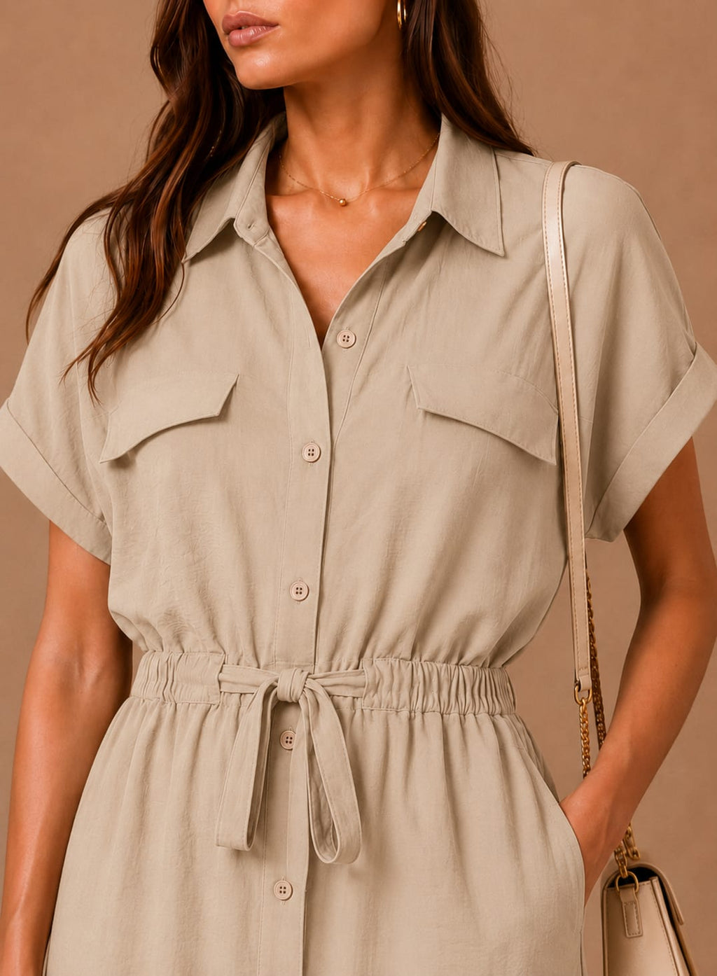 Women's Belted Midi Shirt Dress | Carys_8