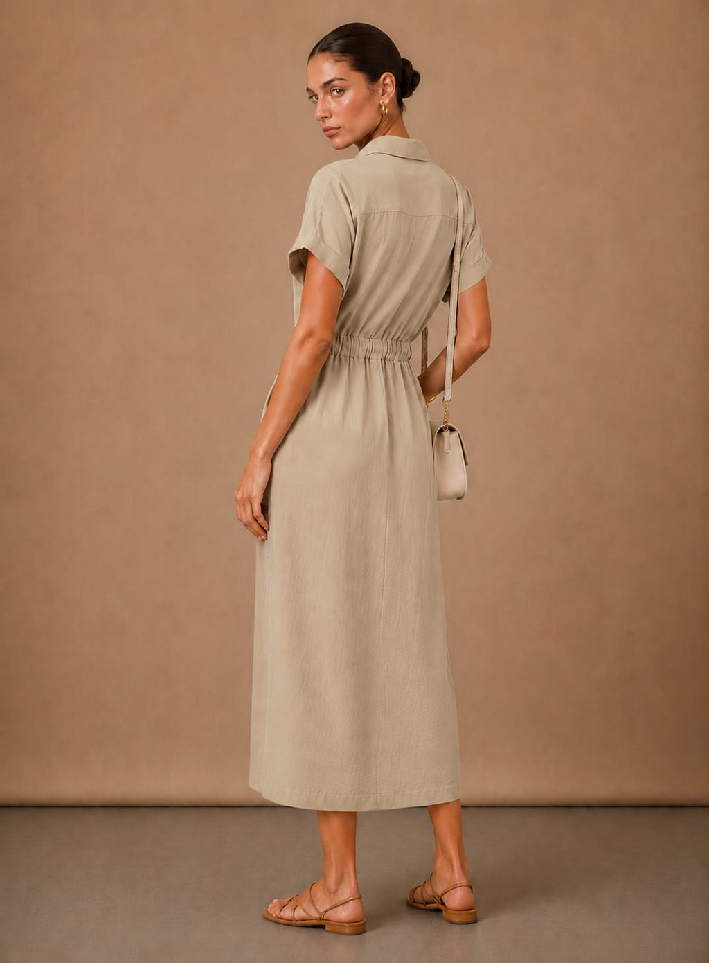Women's Belted Midi Shirt Dress | Carys_9