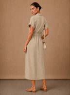 Women's Belted Midi Shirt Dress | Carys_9