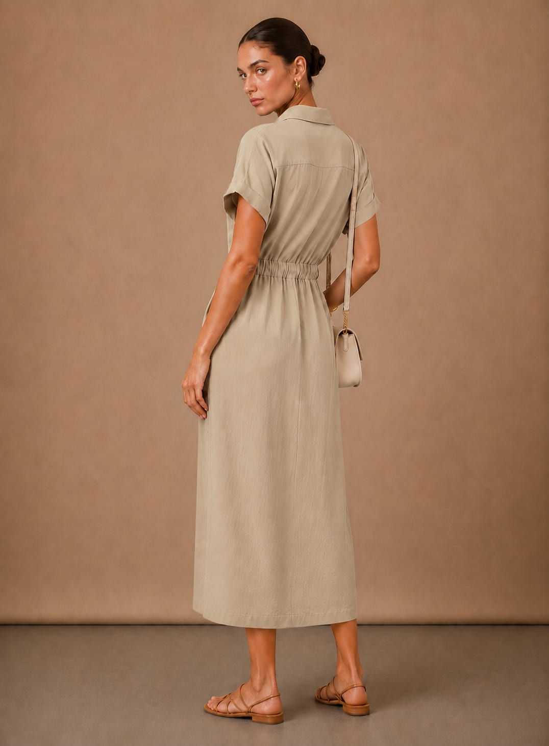 Women's Belted Midi Shirt Dress | Carys_9