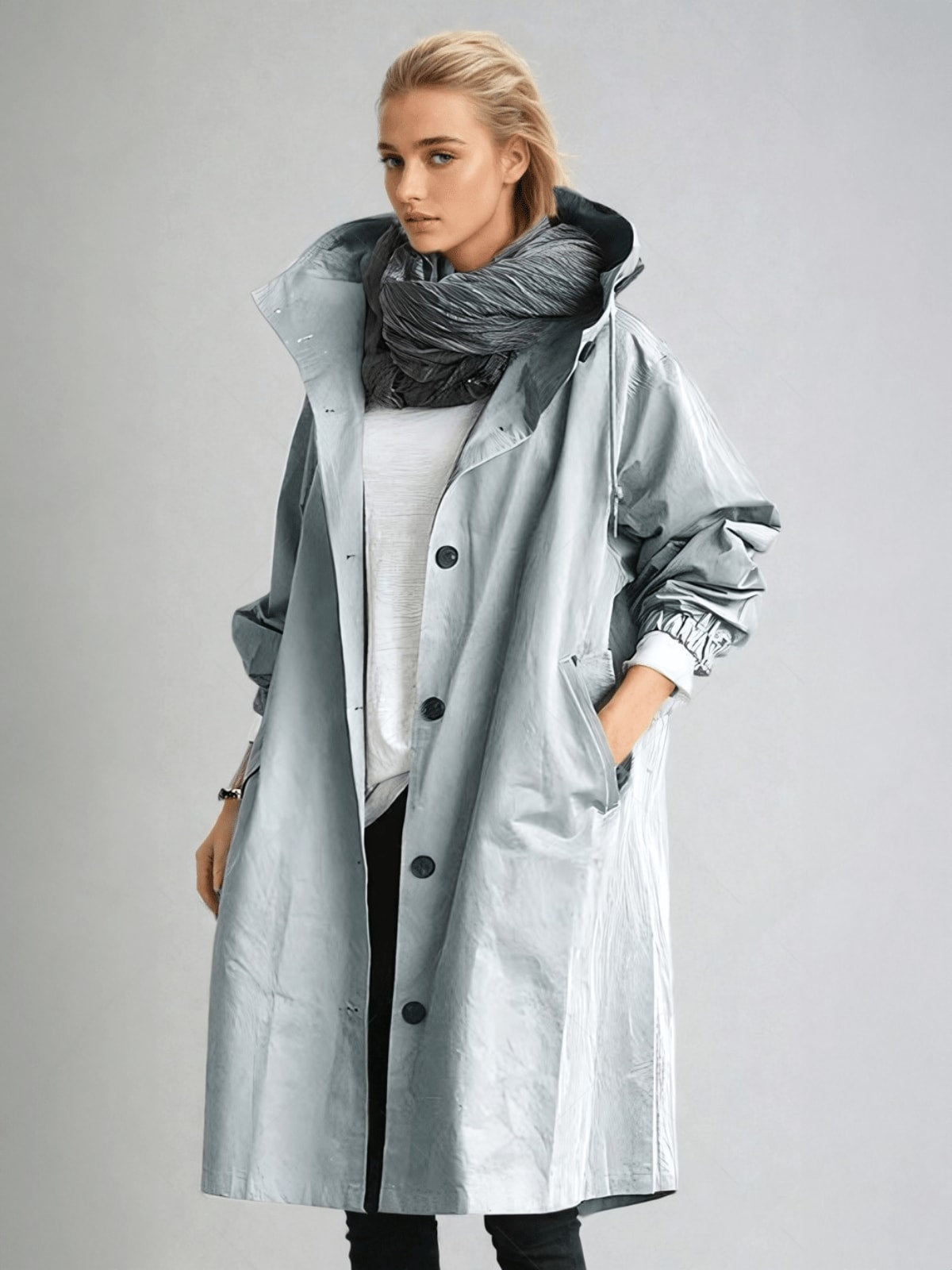 Women's Water Repellent Hooded Trench Coat | Delphina_5