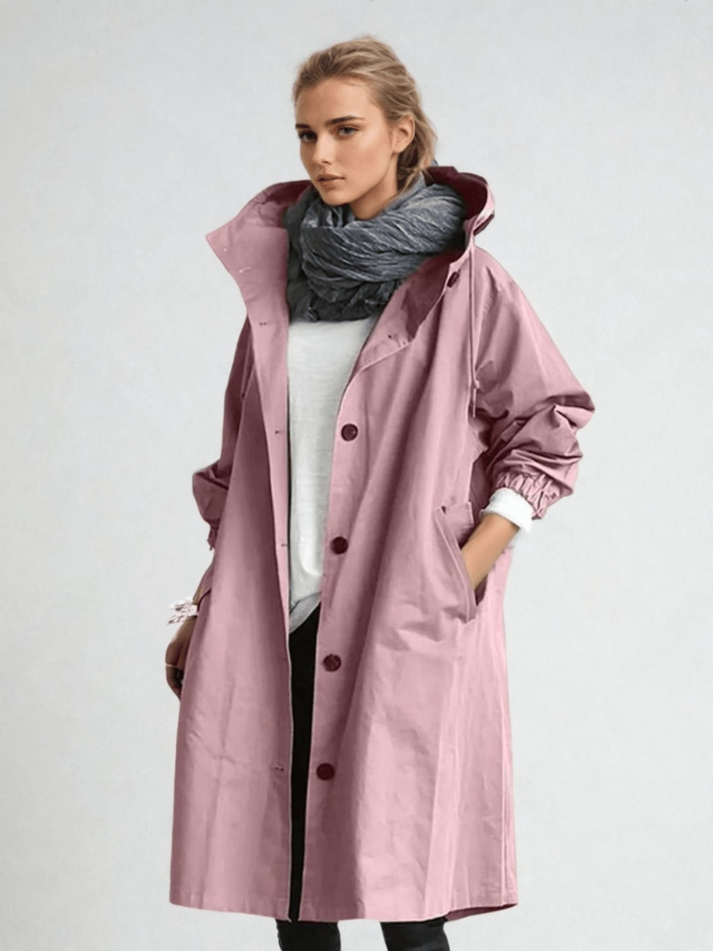 Women's Water Repellent Hooded Trench Coat | Delphina_6