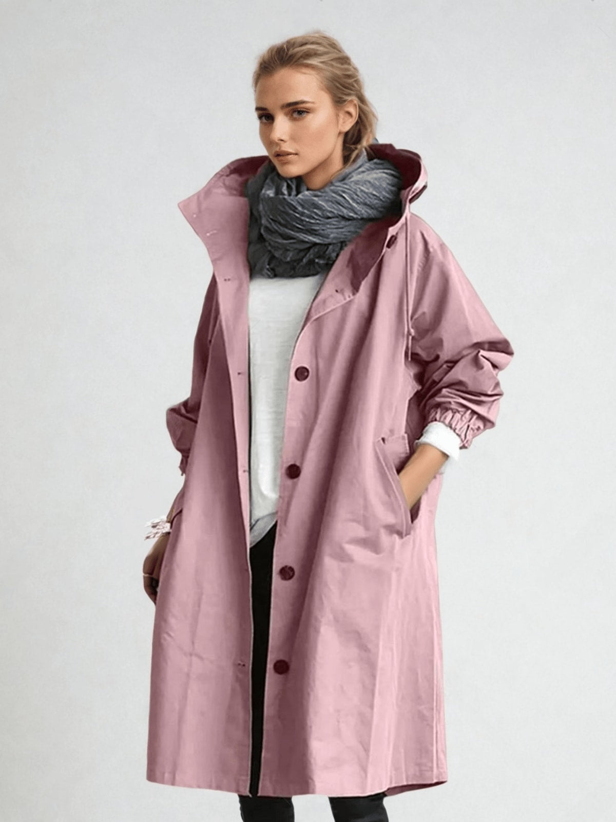Women's Water Repellent Hooded Trench Coat | Delphina_6