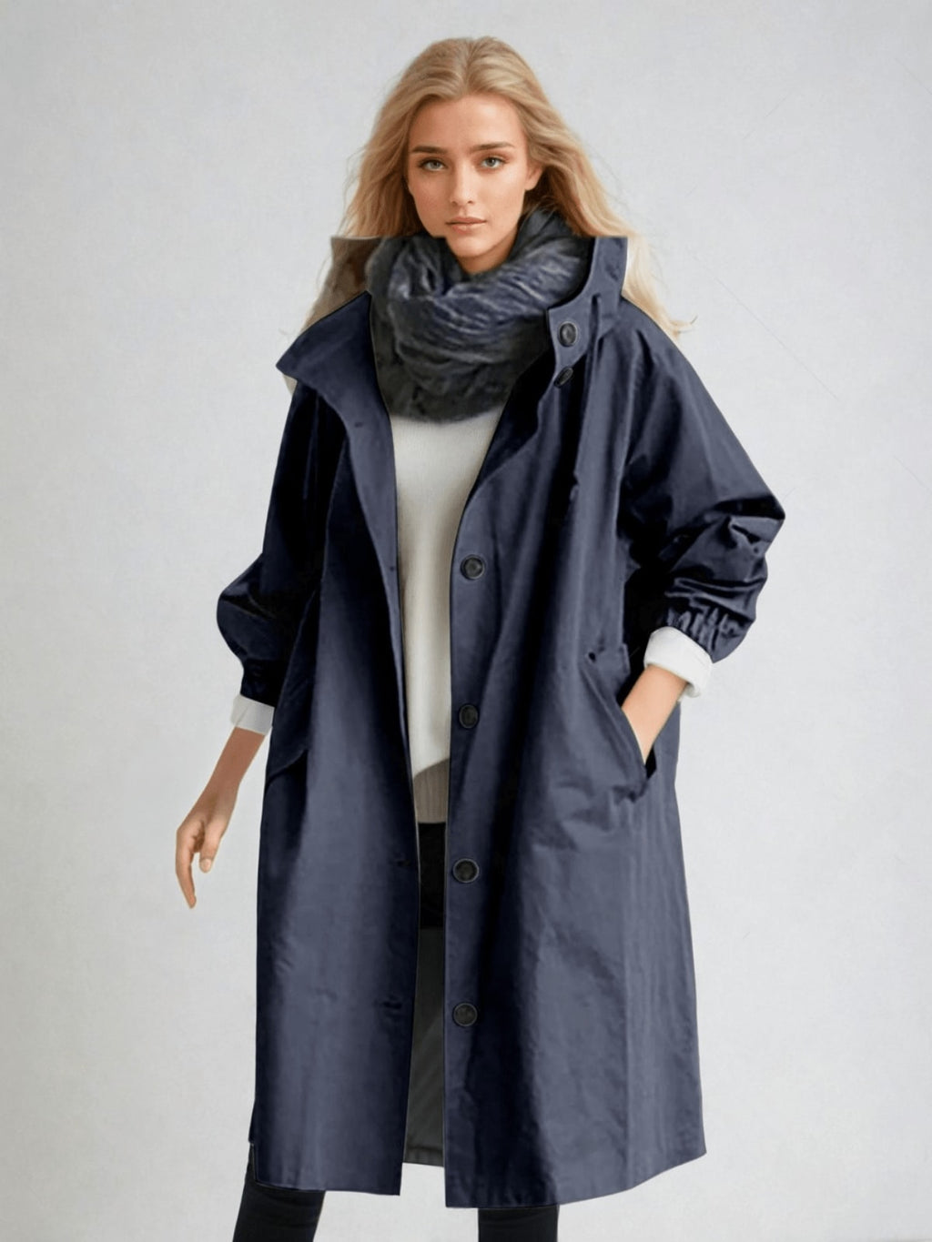 Women's Water Repellent Hooded Trench Coat | Delphina_7