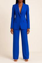 Women's Single Button Wide Leg Pant Suit | Wharton_3