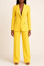 Women's Single Button Wide Leg Pant Suit | Wharton_5