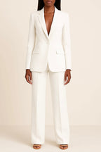 Women's Single Button Wide Leg Pant Suit | Wharton_6