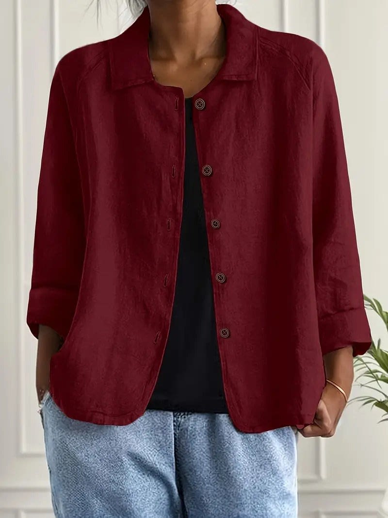 Women's Button Front Lightweight Shirt Jacket | Rowanne_10