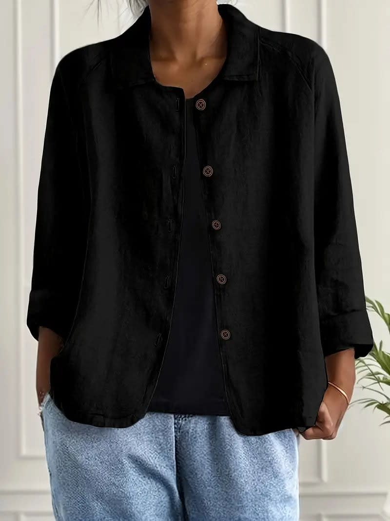 Women's Button Front Lightweight Shirt Jacket | Rowanne_6