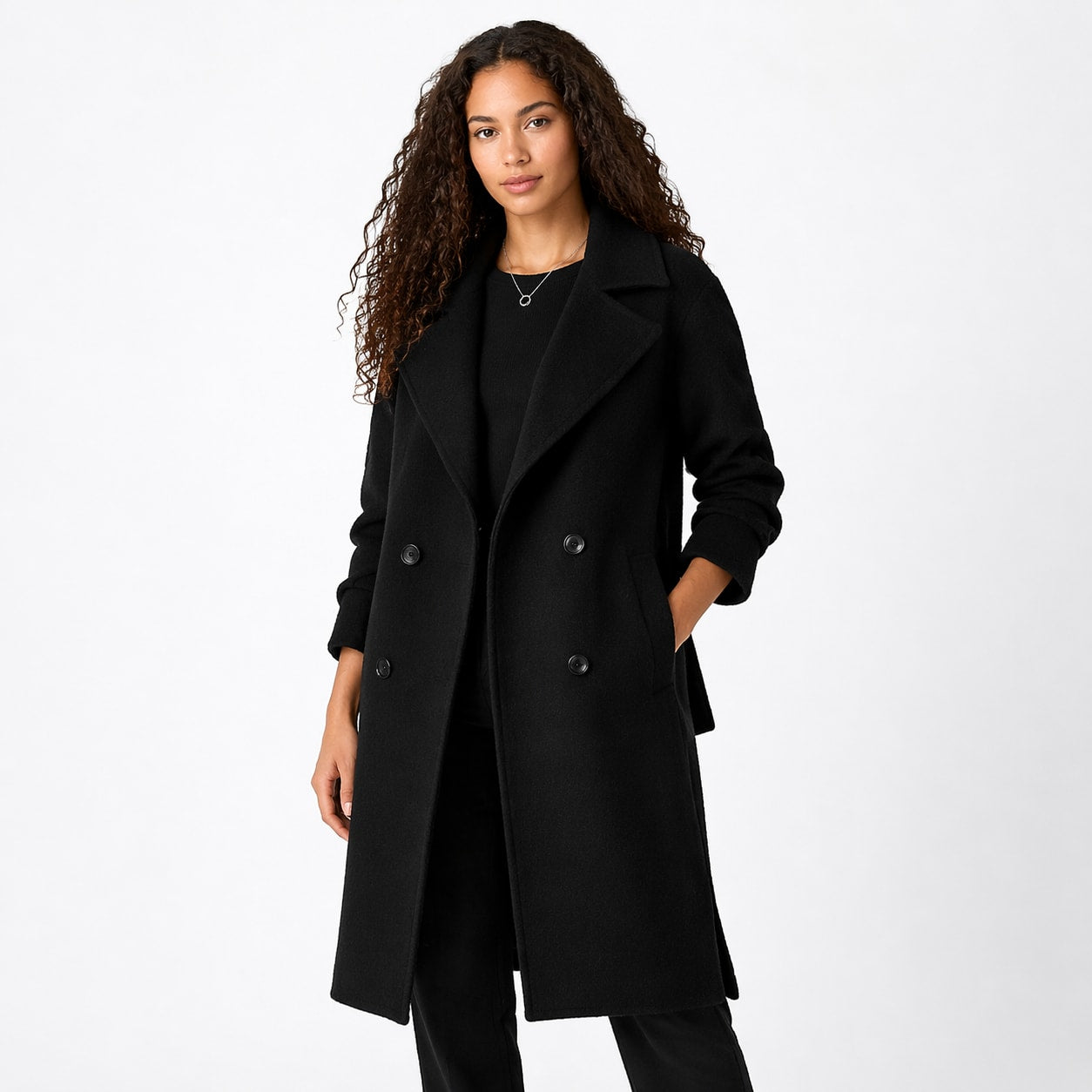 Women's Double Breasted Longline Coat | Winnifred_3