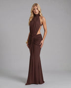 Women's Ruched Cutout Maxi Dress | Tegan_3