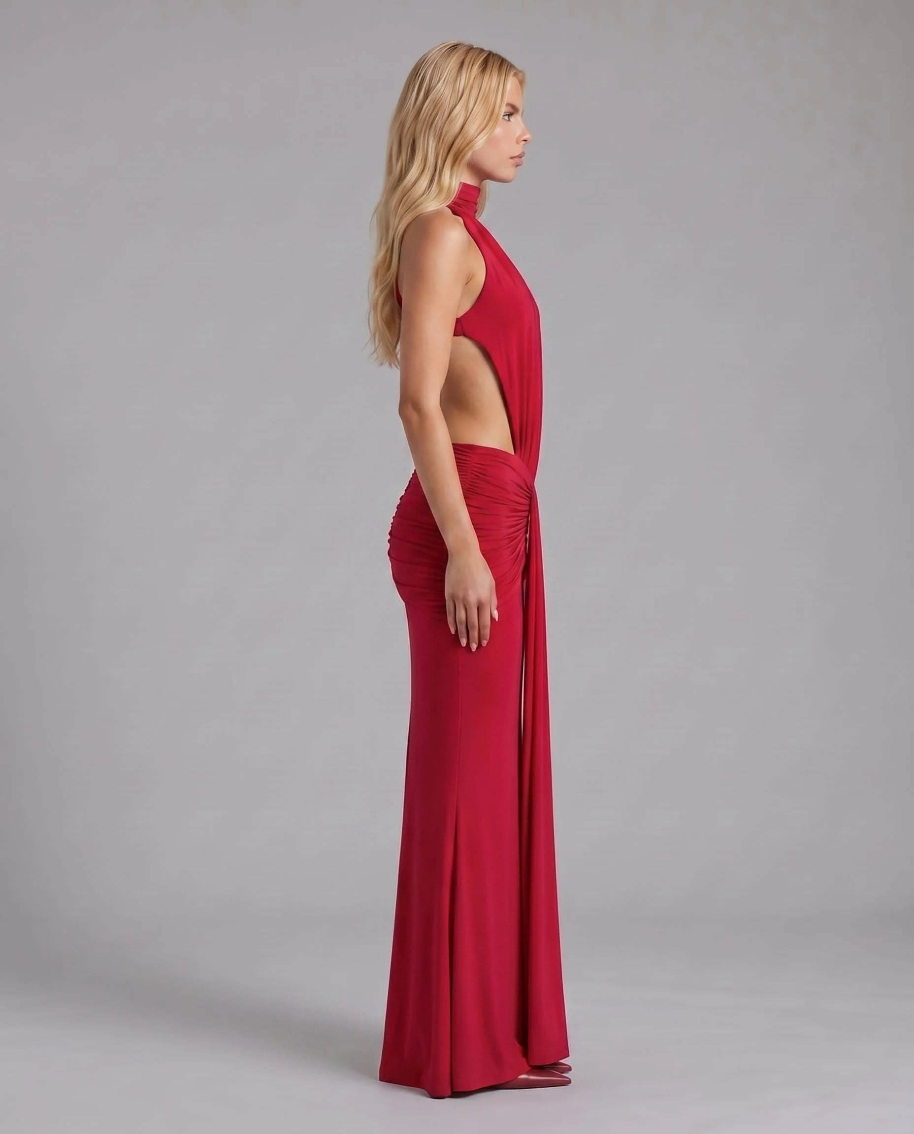 Women's Ruched Cutout Maxi Dress | Tegan_6
