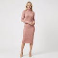 Women's Cable Knit Turtleneck Midi Dress | Eudora_2