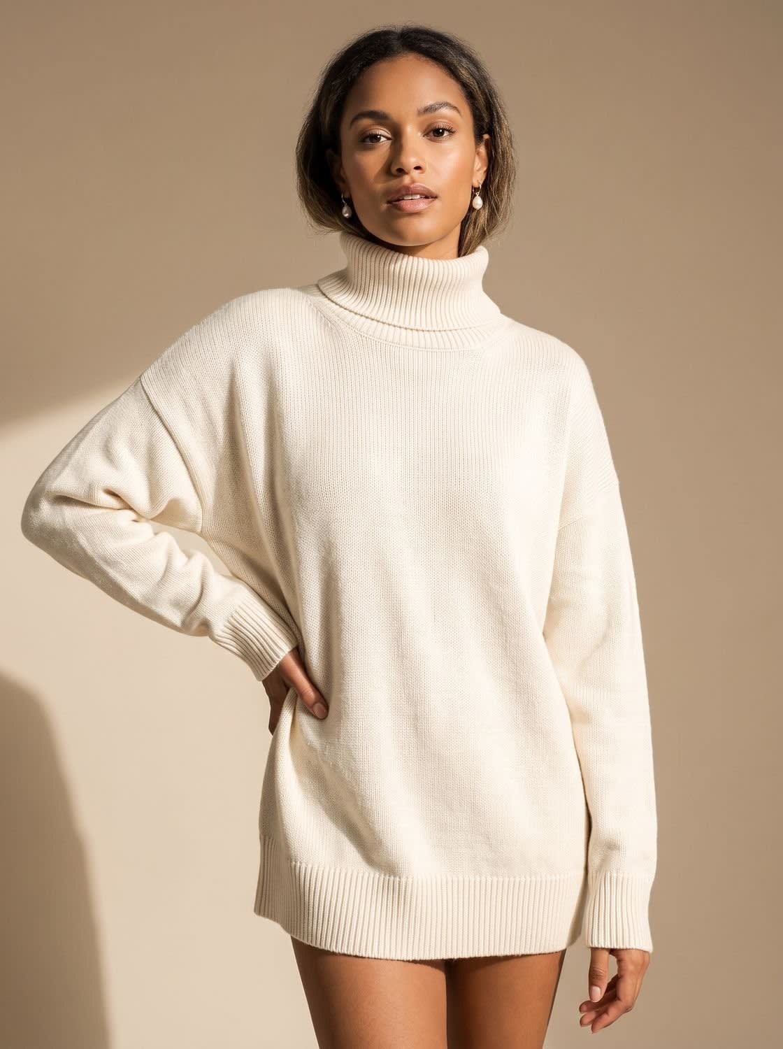 Women's Oversized Knit Turtleneck Sweater | Bramwell_2
