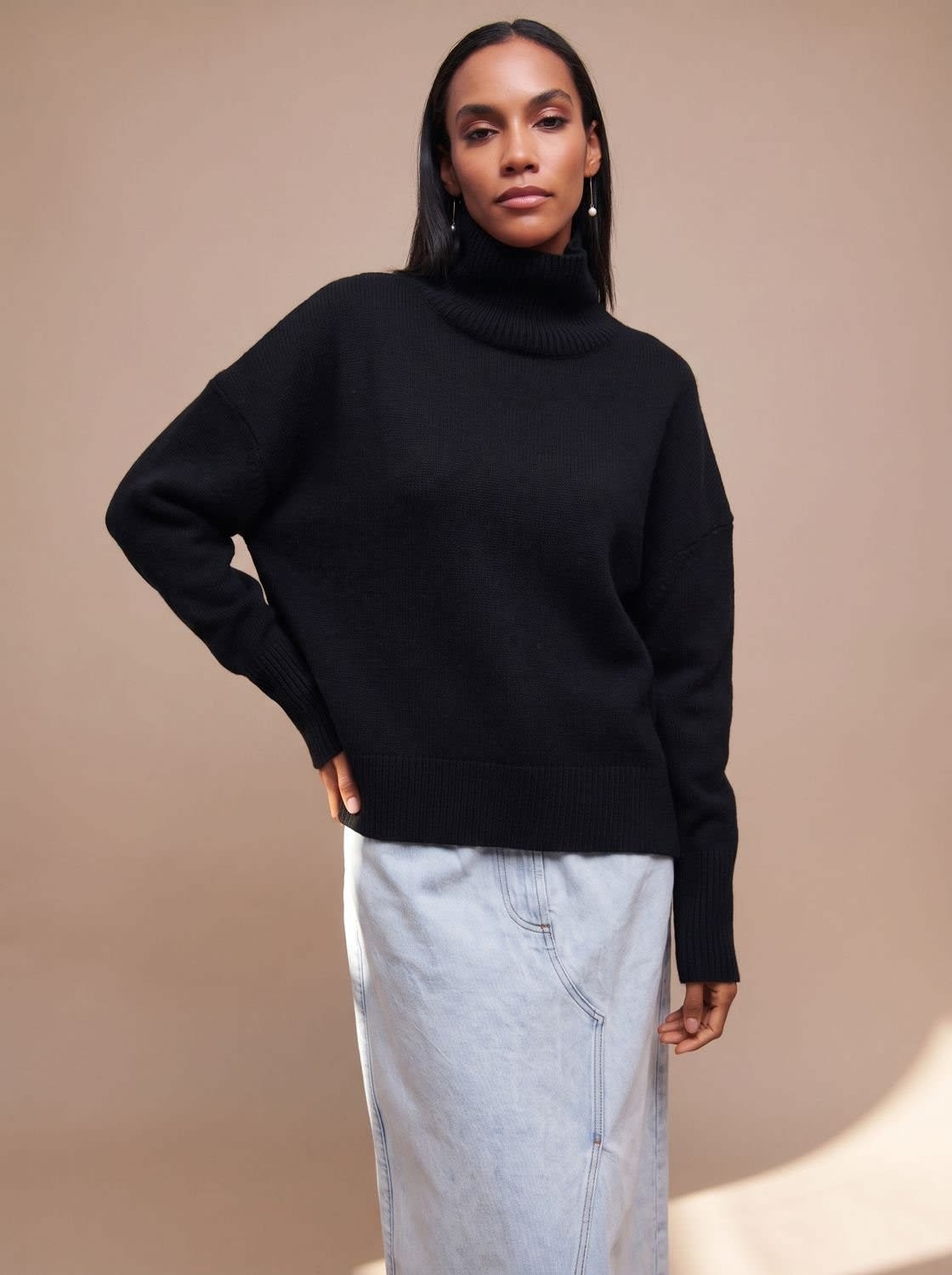Women's Oversized Knit Turtleneck Sweater | Bramwell_6