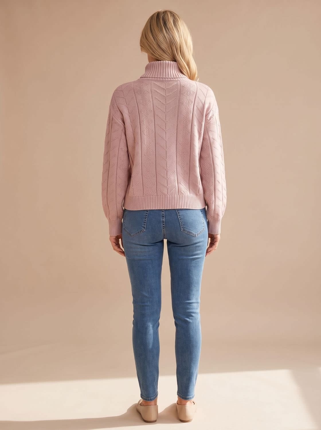 Women's Balloon Sleeve Cable Turtleneck Sweater | Rothbury_2