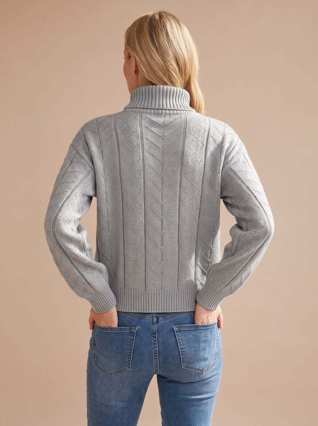 Women's Balloon Sleeve Cable Turtleneck Sweater | Rothbury_8