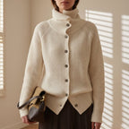 Women's Funnel Neck Ribbed Cardigan | Imogen_1