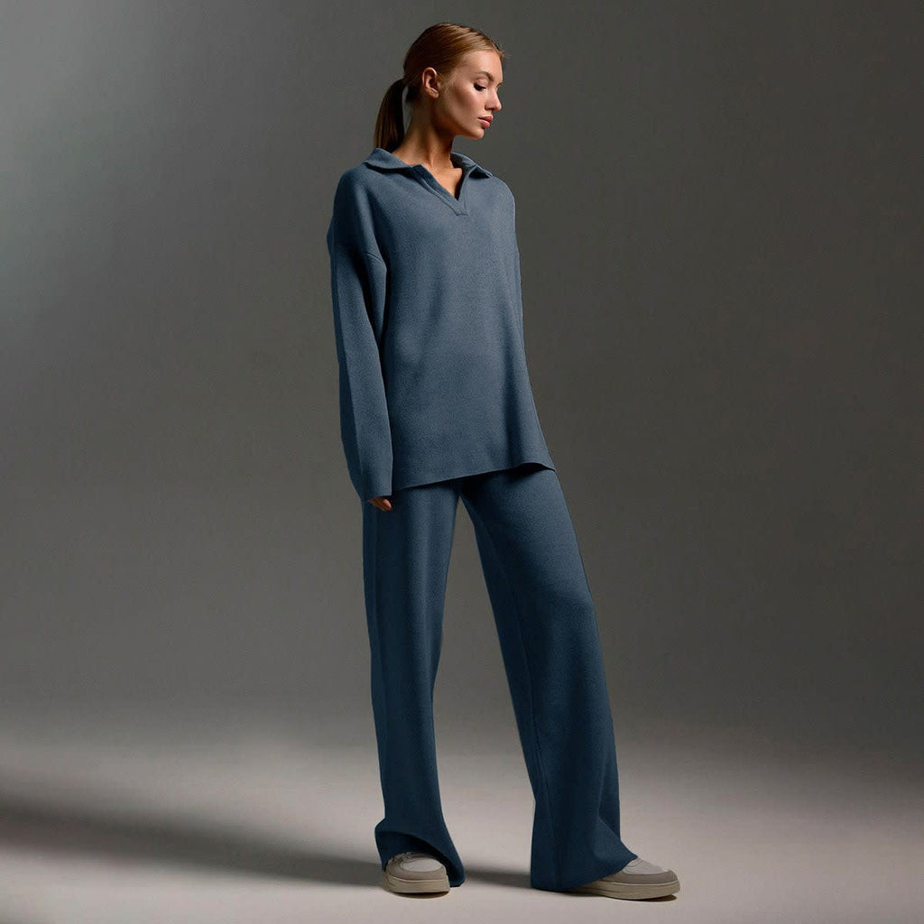 Women's Knit Polo and Wide Leg Pants Set | Glenholme_2
