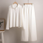 Women's Knit Polo and Wide Leg Pants Set | Glenholme_4