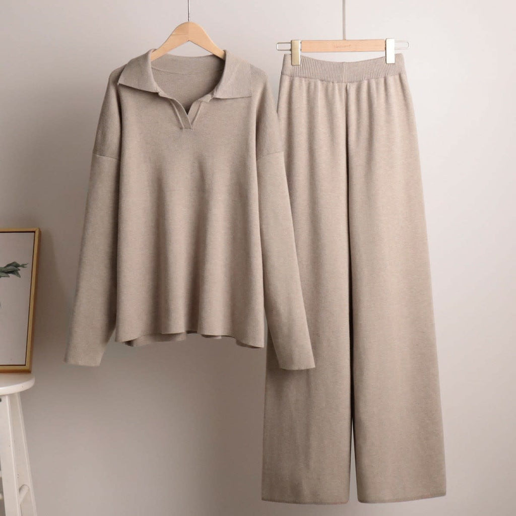 Women's Knit Polo and Wide Leg Pants Set | Glenholme_5