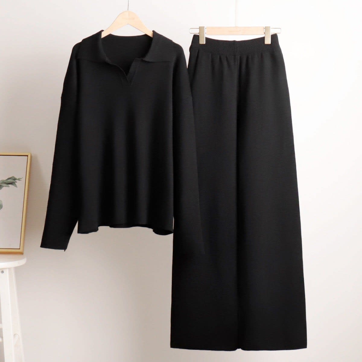 Women's Knit Polo and Wide Leg Pants Set | Glenholme_6