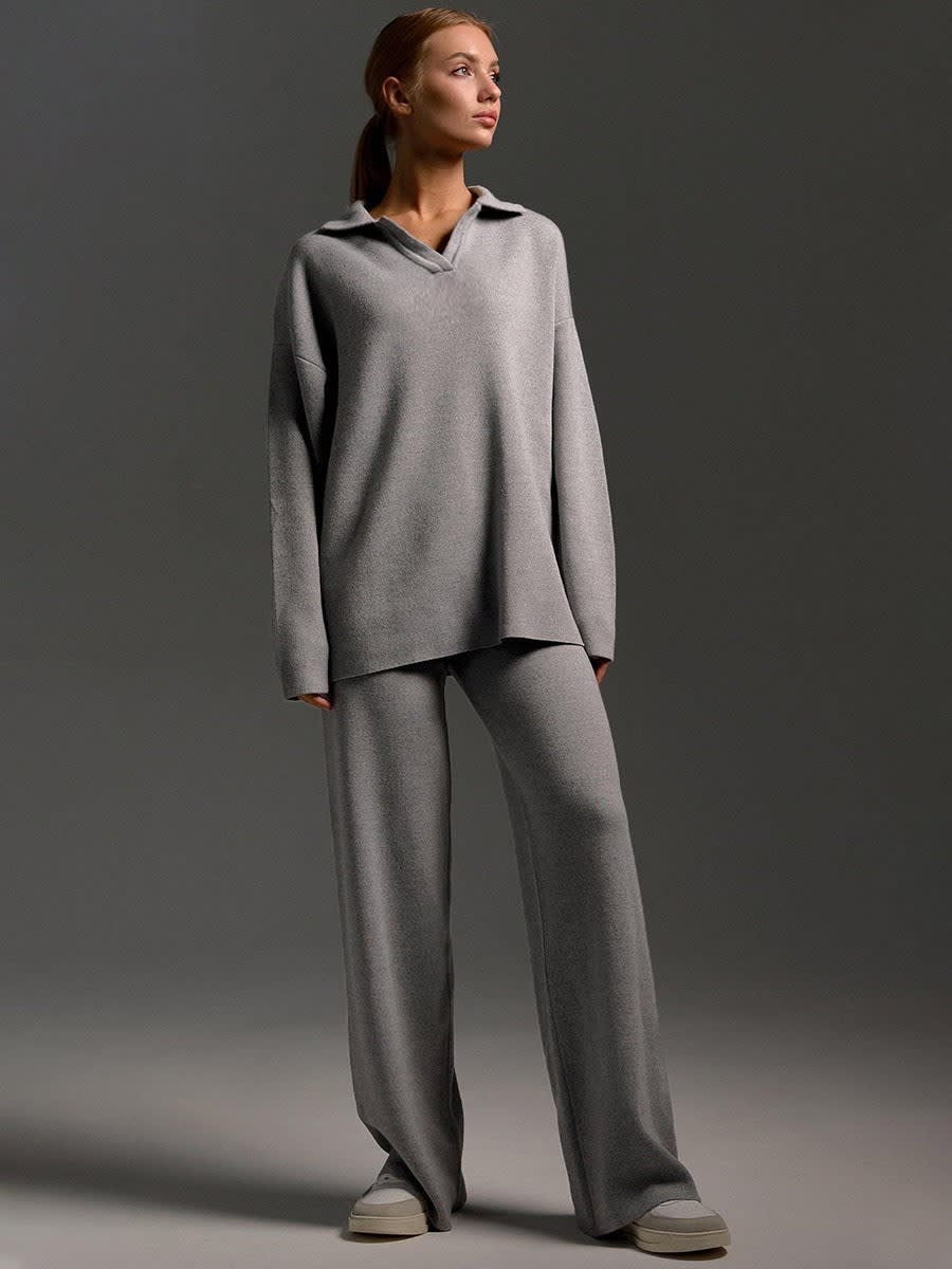 Women's Knit Polo and Wide Leg Pants Set | Glenholme_7