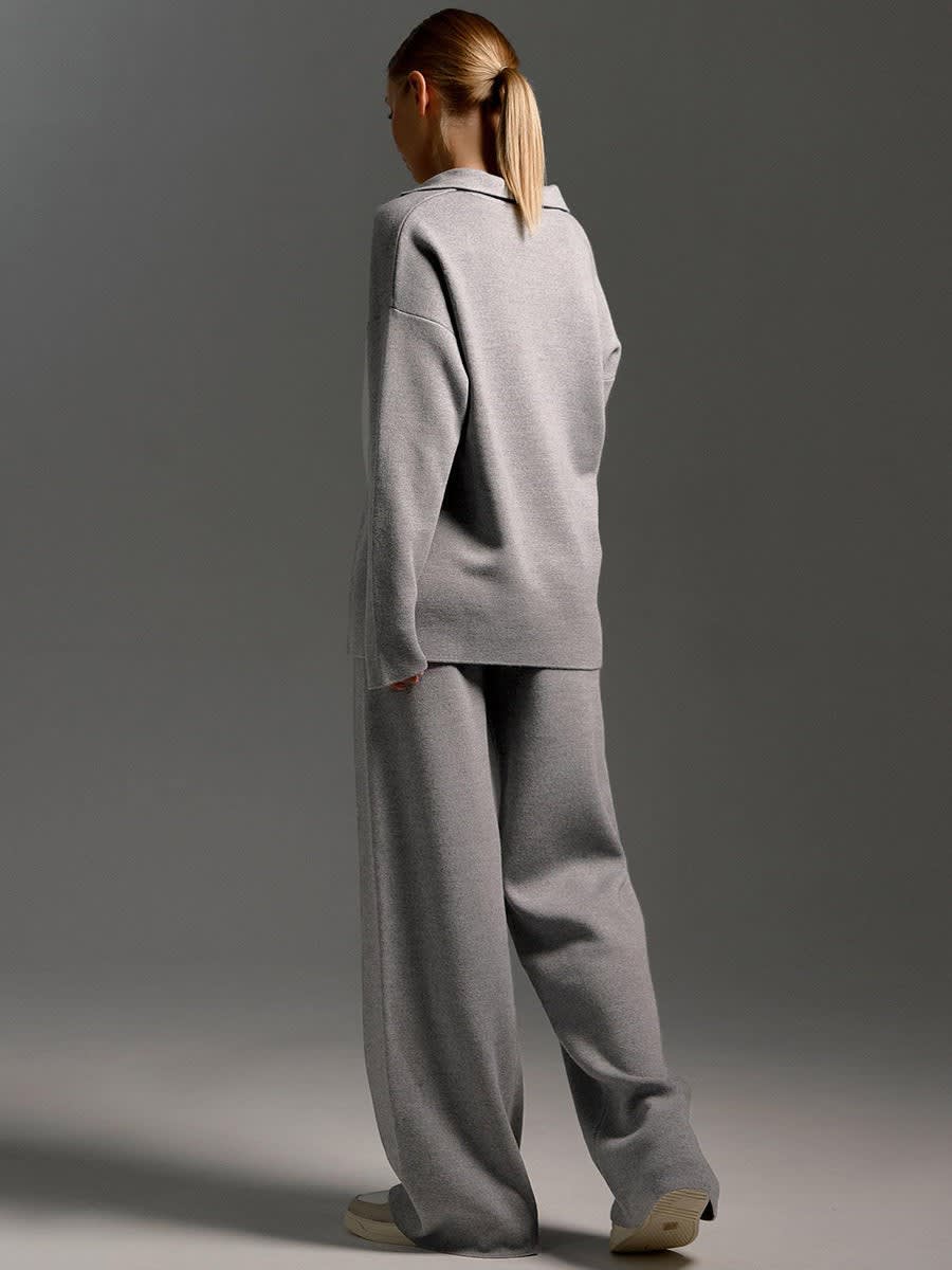 Women's Knit Polo and Wide Leg Pants Set | Glenholme_8