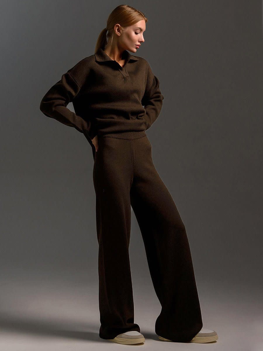 Women's Knit Polo and Wide Leg Pants Set | Glenholme_9