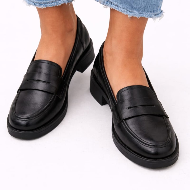 Women's Penny Strap Block Heel Loafers | Redmayne_1