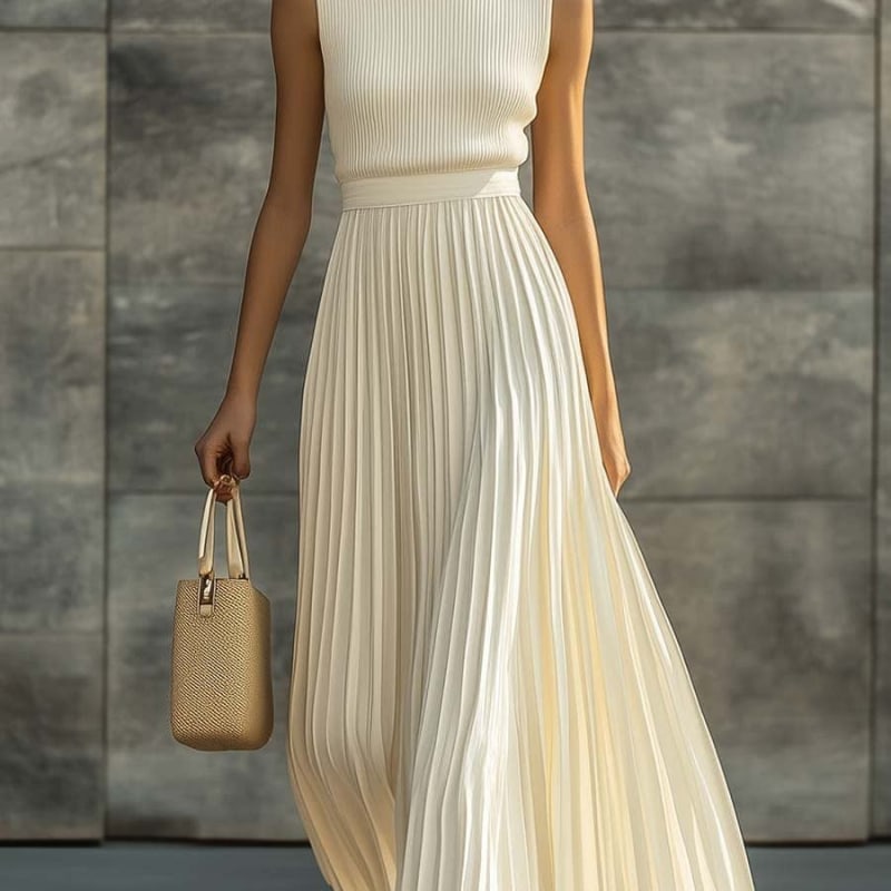 Women's Pleated Chiffon Maxi Dress | Melisande_1