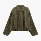 Women's Faux Suede Collared Bomber Jacket | Oriel_1