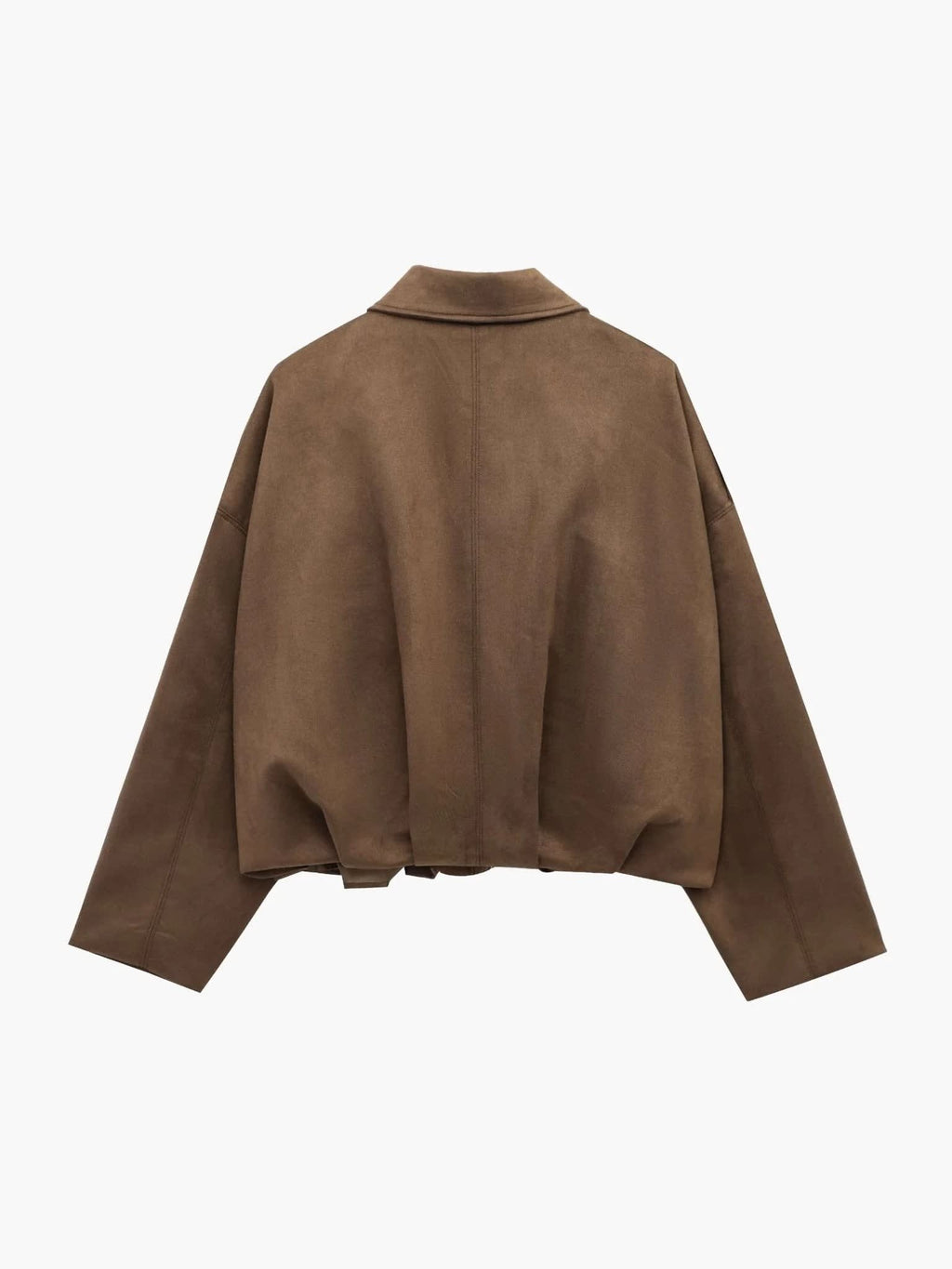 Women's Faux Suede Collared Bomber Jacket | Oriel_12
