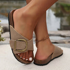 Women's Buckle Strap Slide Sandals | Arabella_7