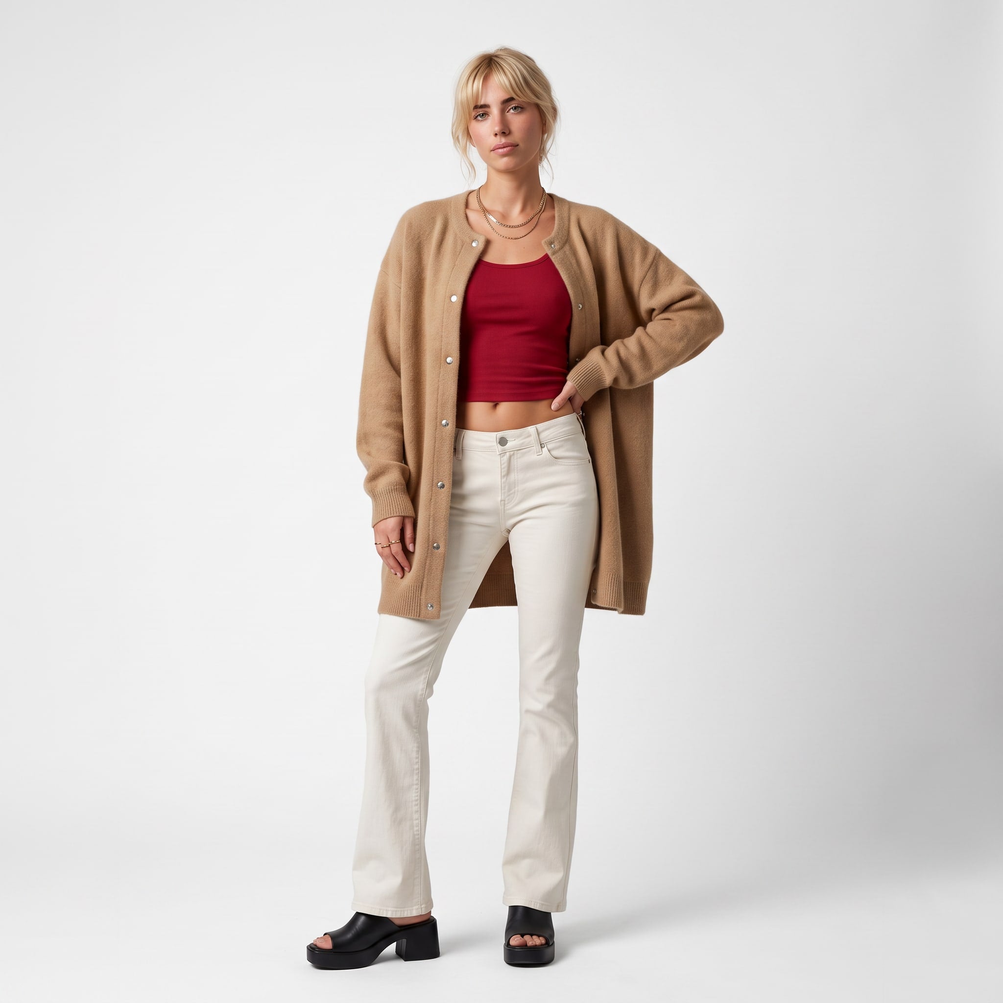 Women's Longline Snap Front Cardigan | Beatrix_2