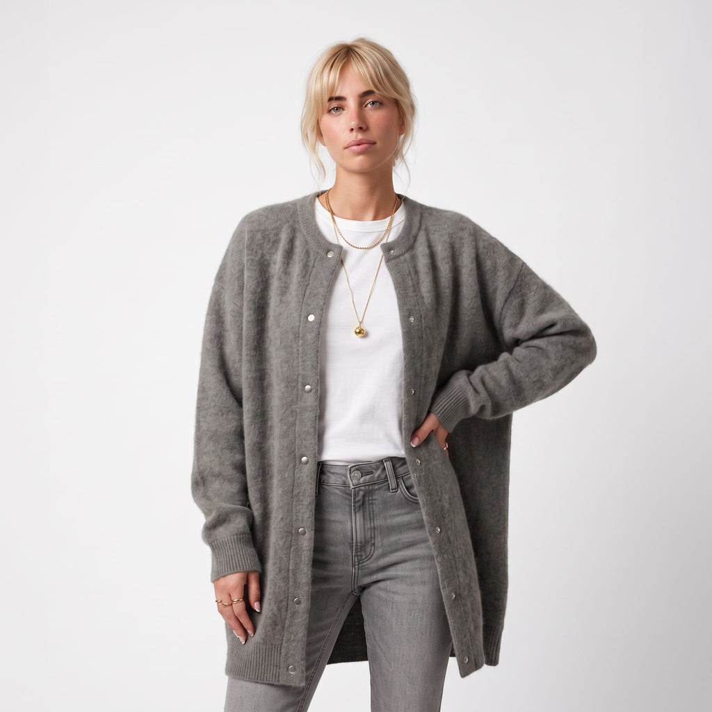 Women's Longline Snap Front Cardigan | Beatrix_4