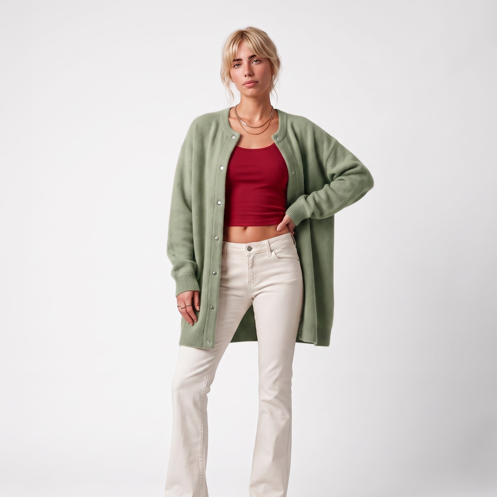 Women's Longline Snap Front Cardigan | Beatrix_5