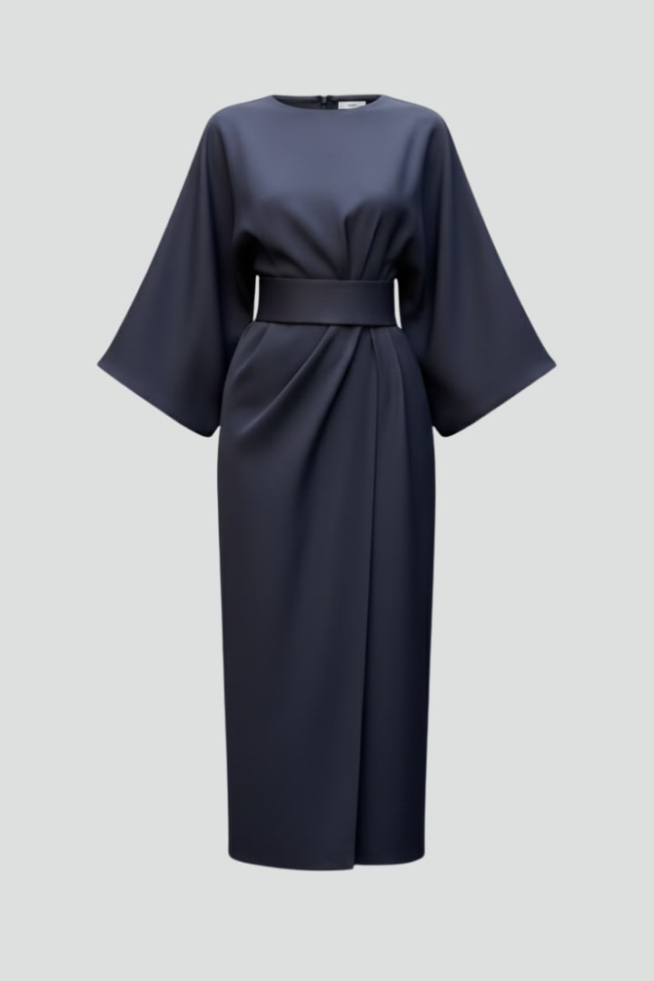 Women's Belted Wide Sleeve Midi Dress | Drusilla_1