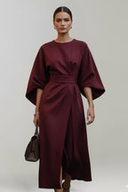 Women's Belted Wide Sleeve Midi Dress | Drusilla_11