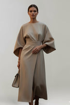Women's Belted Wide Sleeve Midi Dress | Drusilla_6