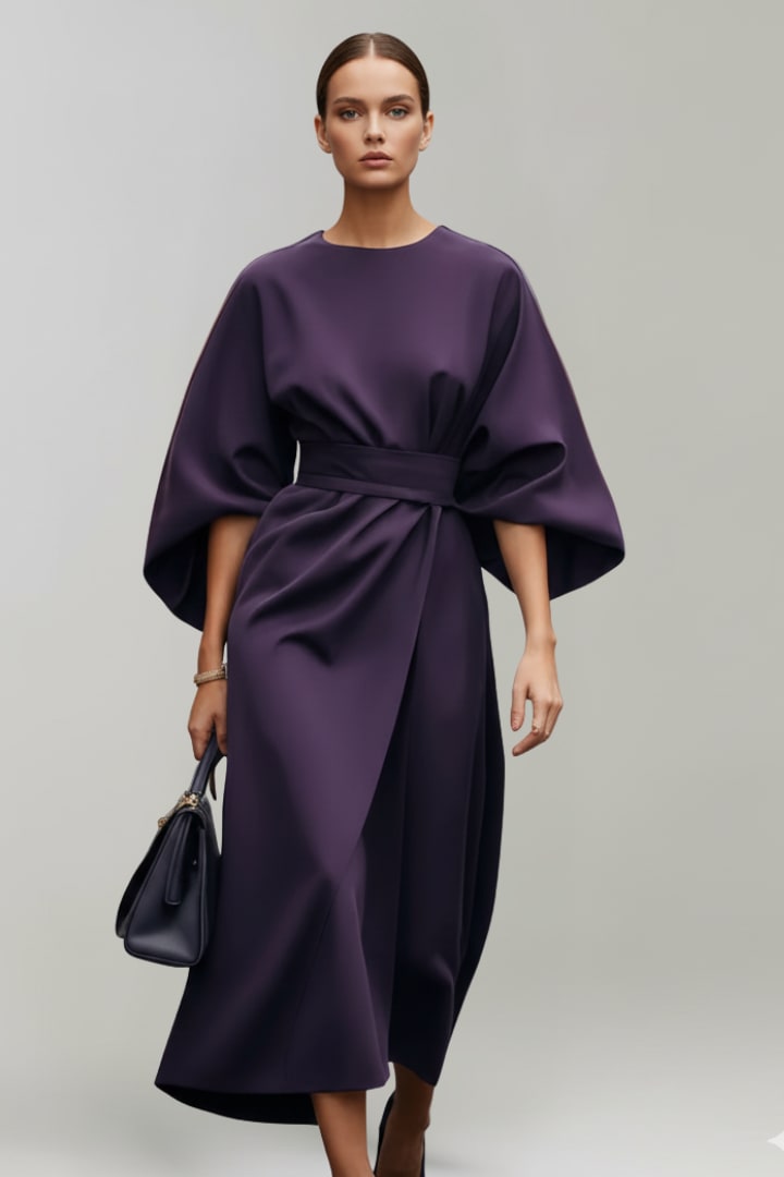 Women's Belted Wide Sleeve Midi Dress | Drusilla_9