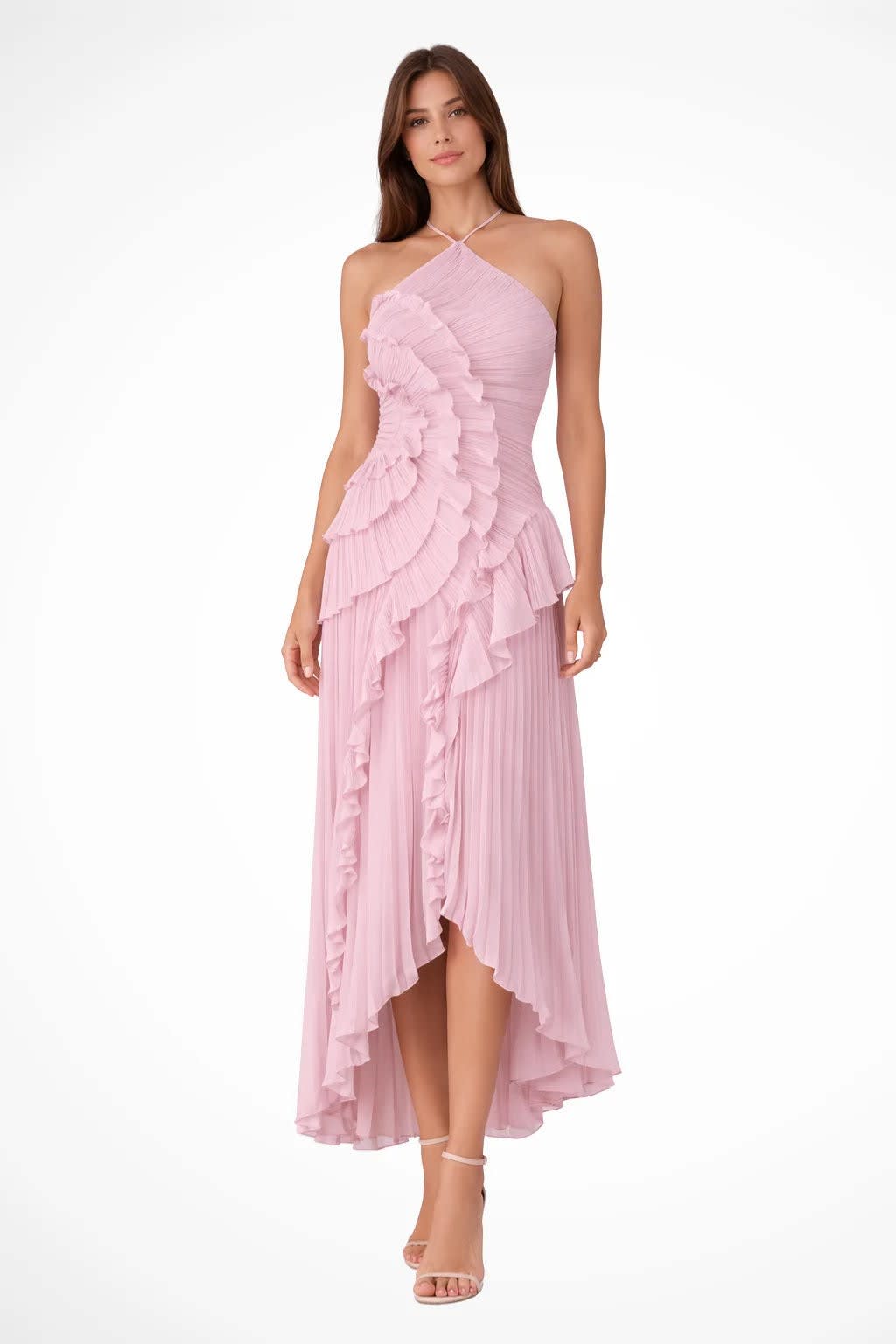 Women's Pleated Halter Neck Maxi Dress | Wren_1