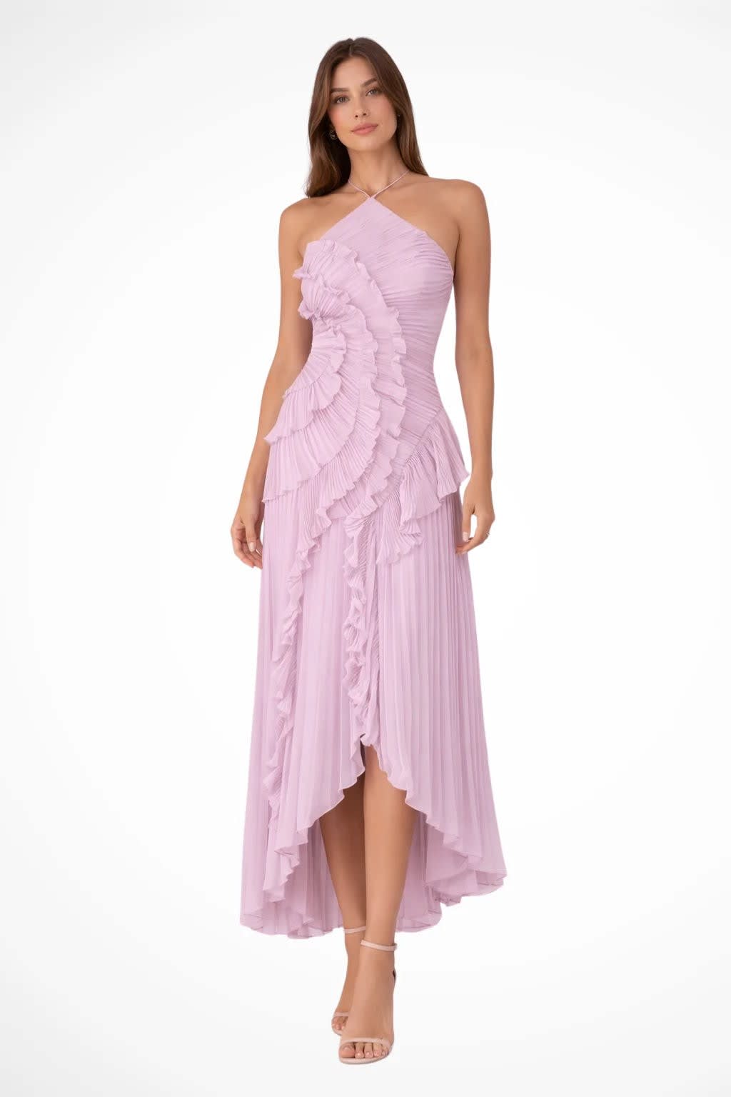Women's Pleated Halter Neck Maxi Dress | Wren_4