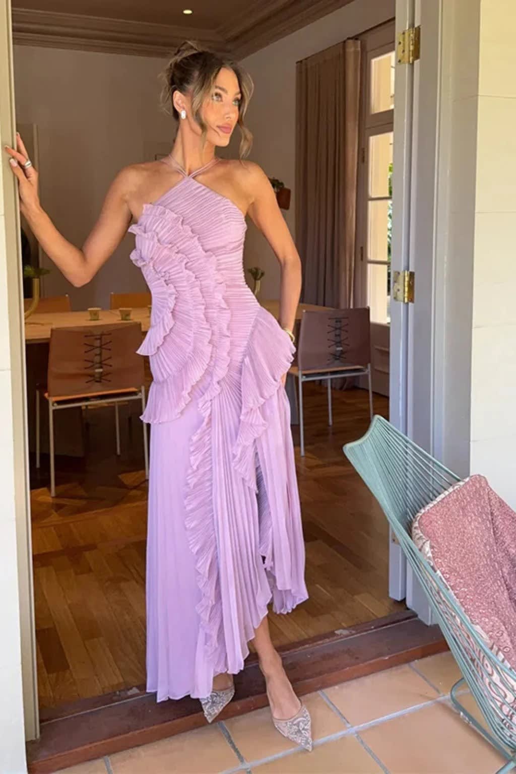 Women's Pleated Halter Neck Maxi Dress | Wren_5