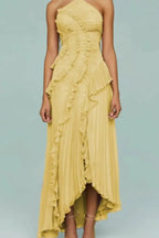 Women's Pleated Halter Neck Maxi Dress | Wren_7