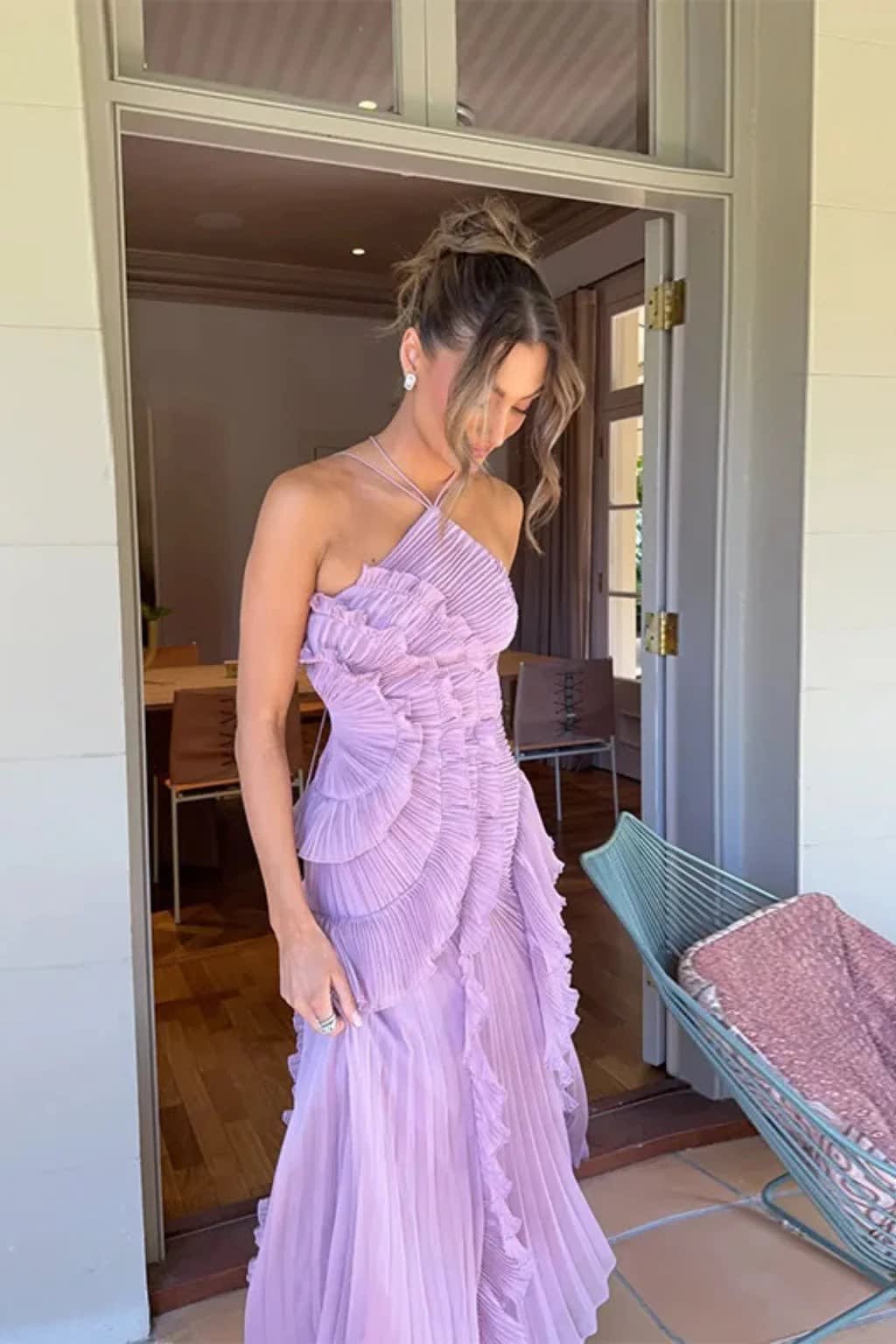 Women's Pleated Halter Neck Maxi Dress | Wren_8